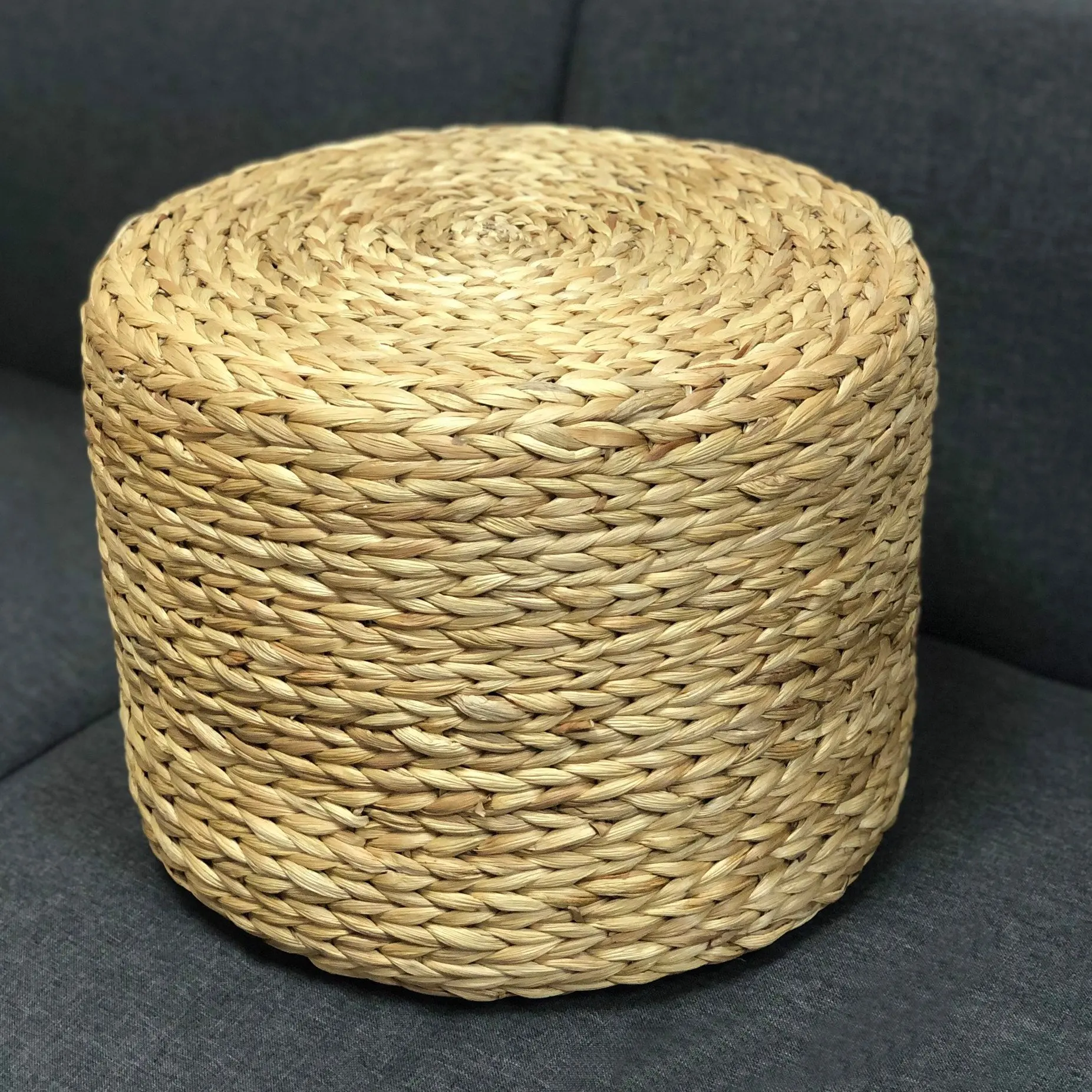 

Lovely Water Hyacinth Square Adorable Stool Pouf Natural Materials Woven Ottomans