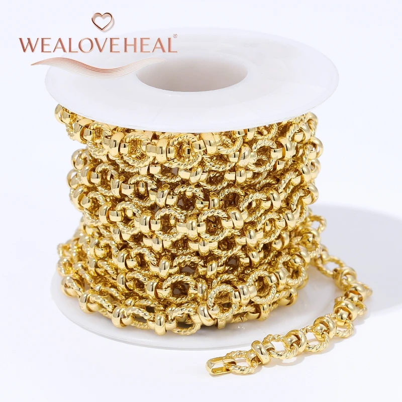 18K vergoldete Messing-Metall-Twisted-Rolo-Kette für die Schmuckherstellung, handgefertigte DIY-Halskette, Armband, Schmuckzubehör im Großhandel – Detail 17