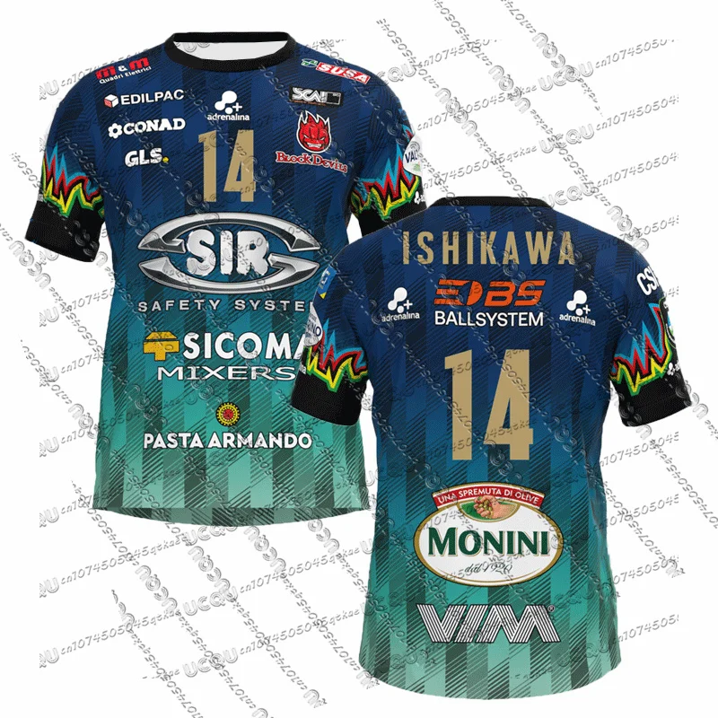 24-25 Italian Sir Safety Perugia Match Jersey T-Shirt Loose Quick