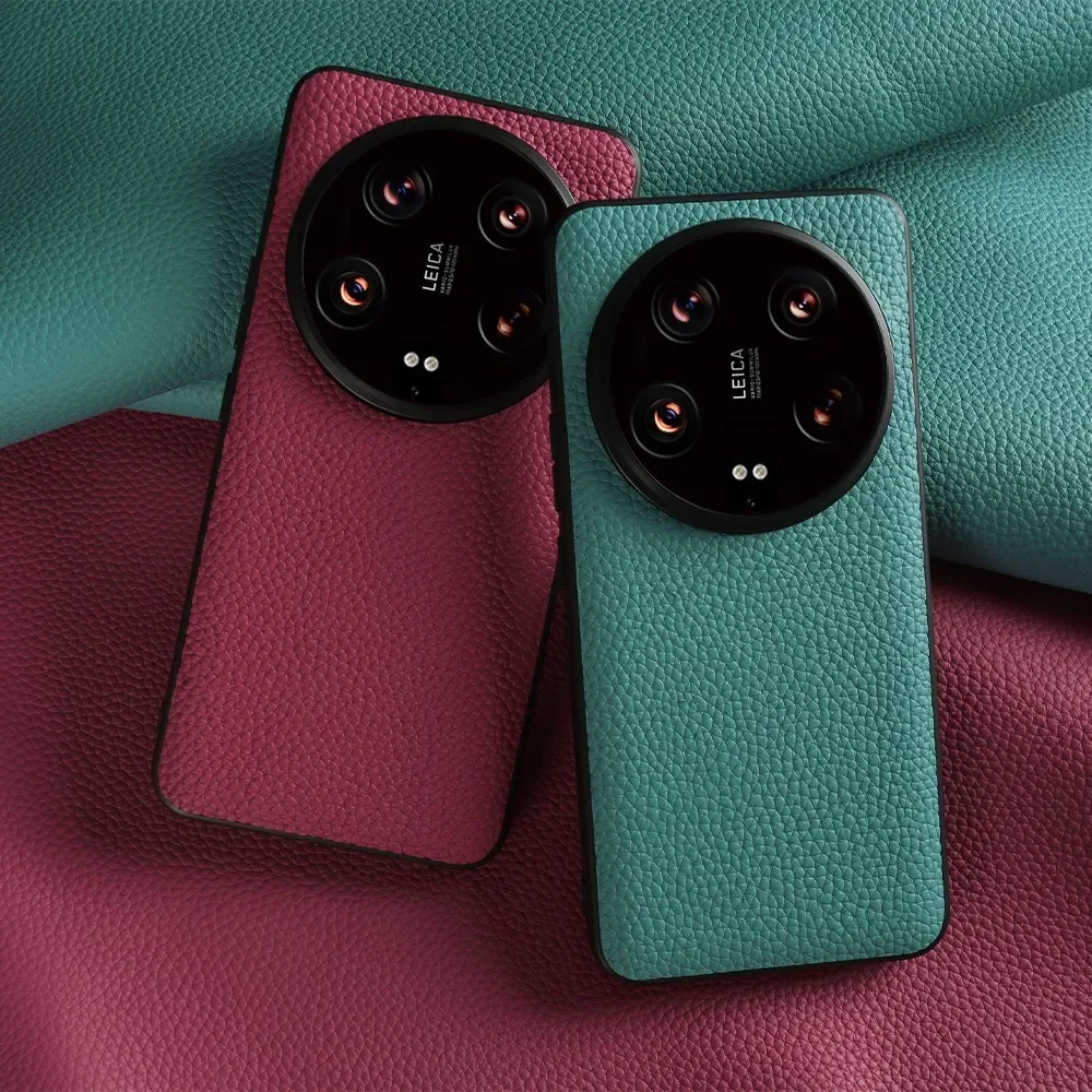 NZN Durable Genuine Leather Full-Wrap Litchi Pattern Phone Case Cover