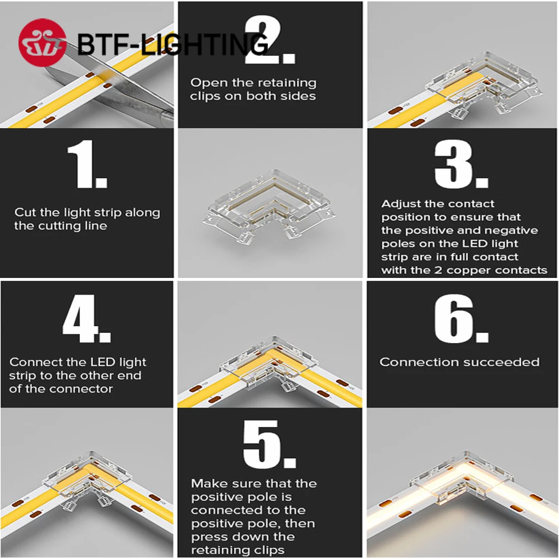 Kit Connettori LED FCOB COB 3pin 10mm - 10 Pezzi, Con Cavi E Adattatori A L - Foto 9