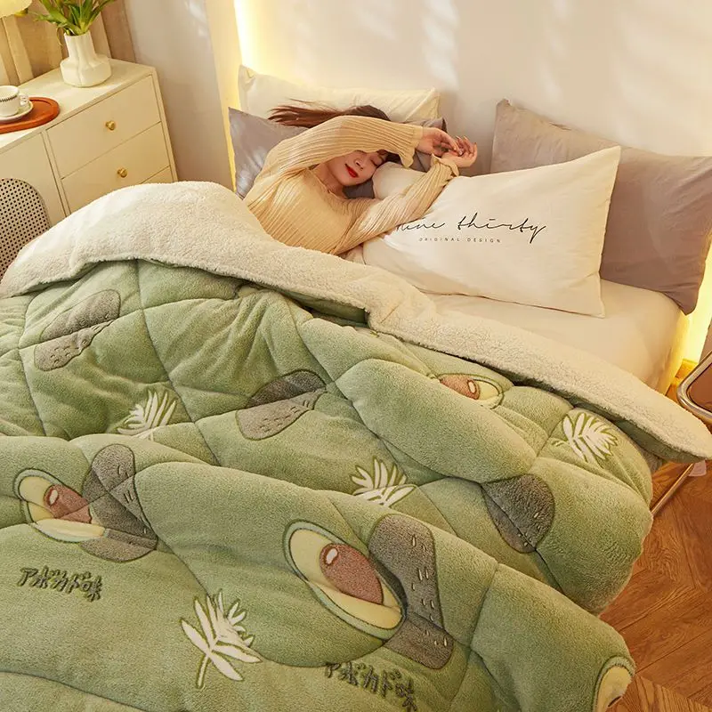 Warmth Cotton Double-Sided Velvet Soft King Queen Full Size Blanket 6KG  Super Warm Lamb Wool Quilt Winter Thickened Comforter