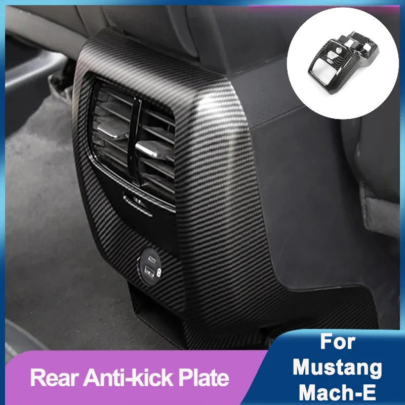 

For Ford Mustang Mach-E Rear Air Outlet Frame Anti-kick Plate Air Outlet Protective Cover Carbon Fiber ABS Interior Modification