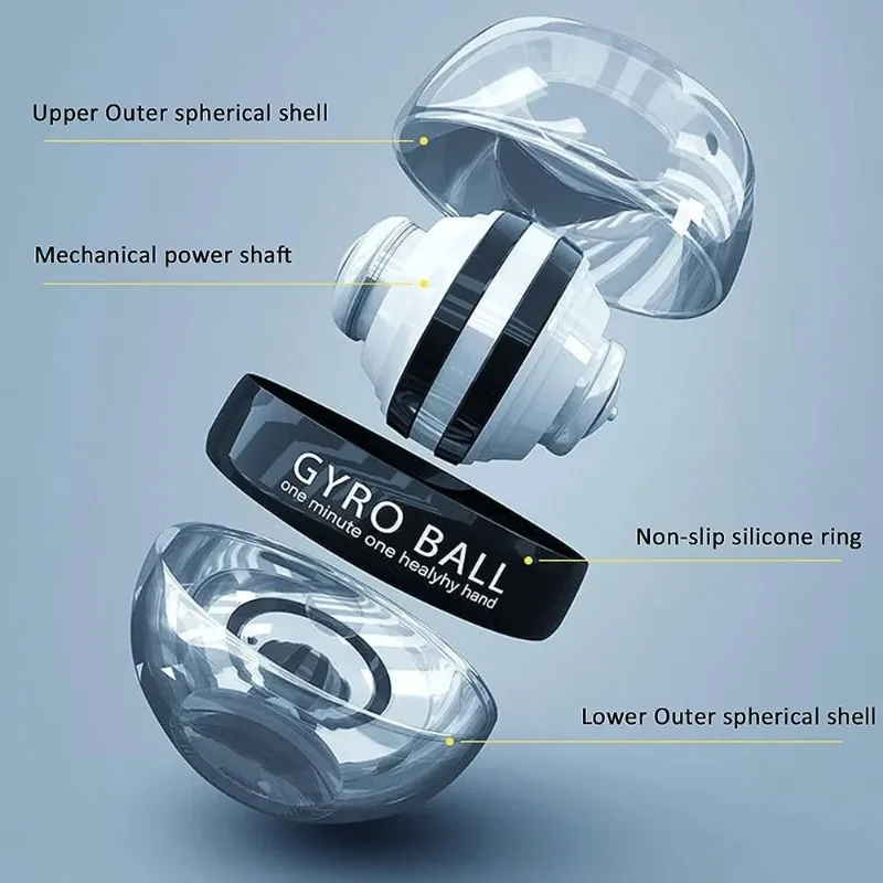 Gyro Power Ball with Auto-Start - Wrist & Forearm Strengthener for Grip Training, Finger Muscle Exerciser with LED  Display