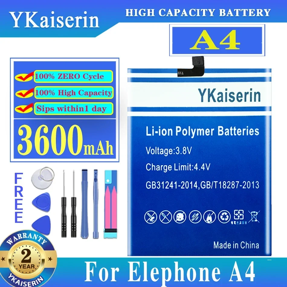 

YKaiserin New High Capacity A4 3600mAh Battery For Elephone A 4 Batteria + Free Tools