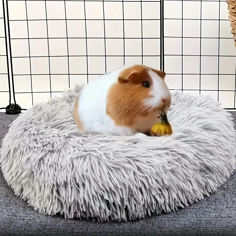 1pc dark gray plush warm small pet nest for big hamsters cozy winter hideaway with anti slip bottom soft polyester material round shape   guinea   other small animals hamster bedding accessory hamster hideout details 7