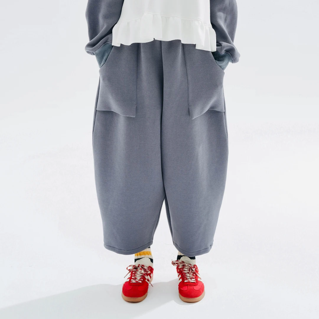imakokoni 2023 new original air layer thigh radish pants gray sweatpants female Spring and Autumn 234283