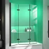 Tub Shower Door Semi-Frameless Foldable Hinged Bathtub Glass Door Screen for Shower with Tempered Coating Glass Panel Matte 1
