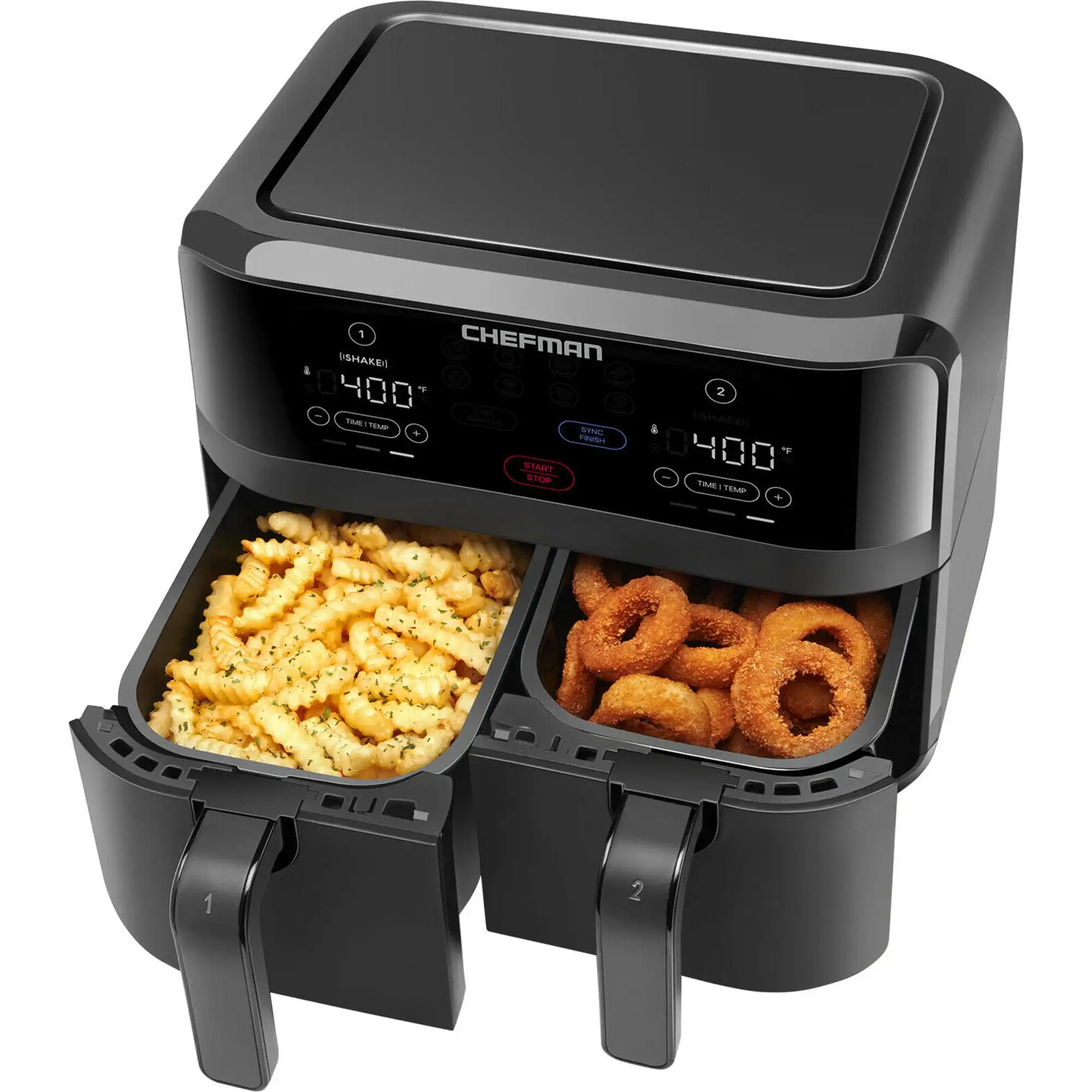 Tru 9 Quart Dual Basket Digital Air Fryer Black and Stainless