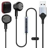 USB Wired Stereo Headphones for PC/Laptop 7.5FT Computer Magnetic Earbuds with Microphone Mute Control Noise Canceling Earphones
