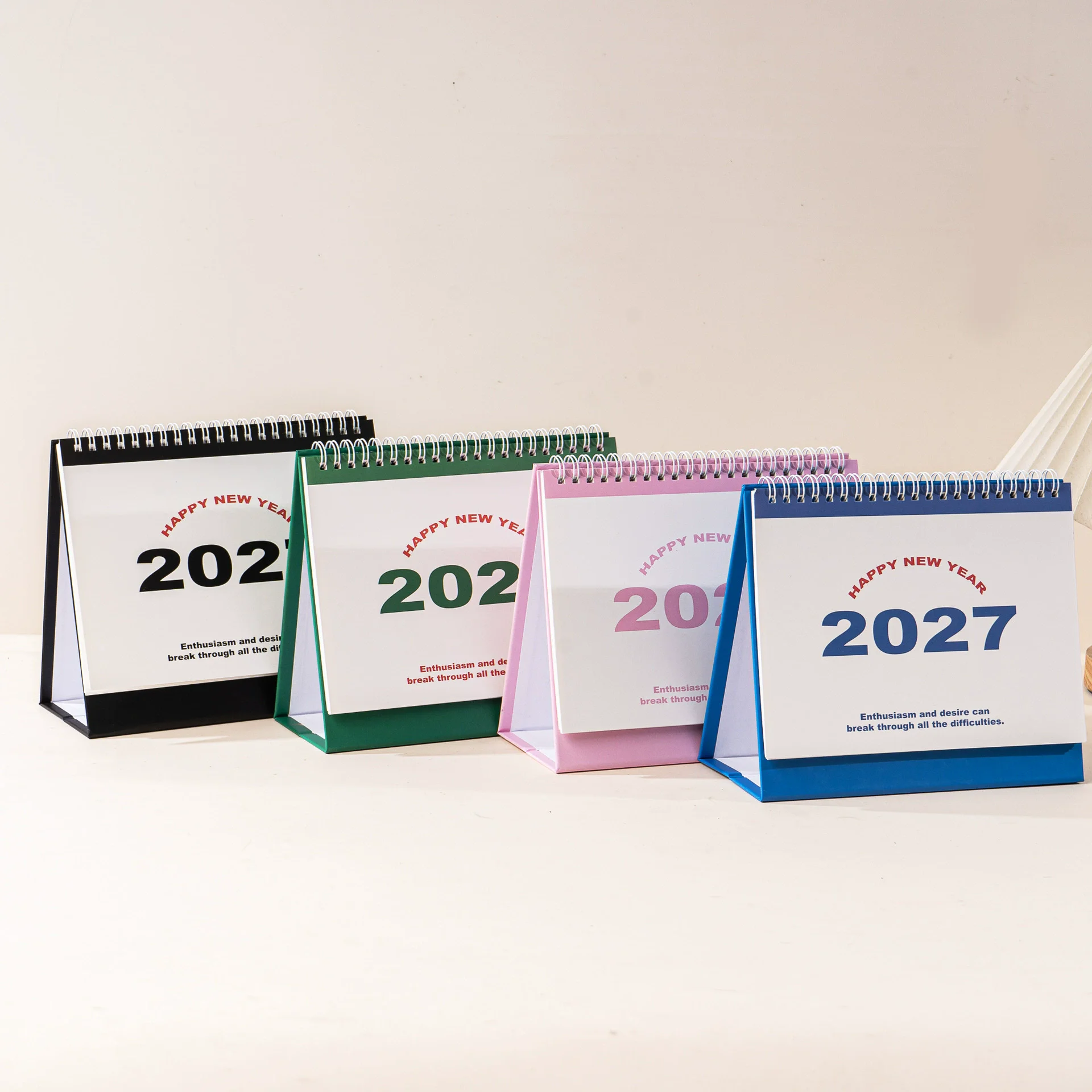 2026.07-2027.12 스탠딩 데스크 캘린더 새해 복 많이 받으세요 레터 디자인 코일 플립 월간 플래너 학생 문구 선물