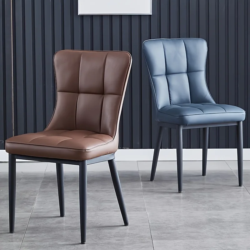 Modern Dining Chair with Soft Cushion and Metal Legs - Stylish Office Single Chair for Dormitory, Available in Green/Blue/Black