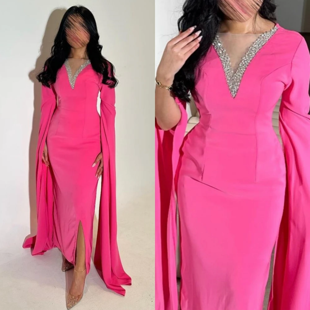 

Sequin V Neck Mermaid Party Dress Floor Length Long Sleeve Simple Formal Evening Gowns فساتين سهره فاخره 2023