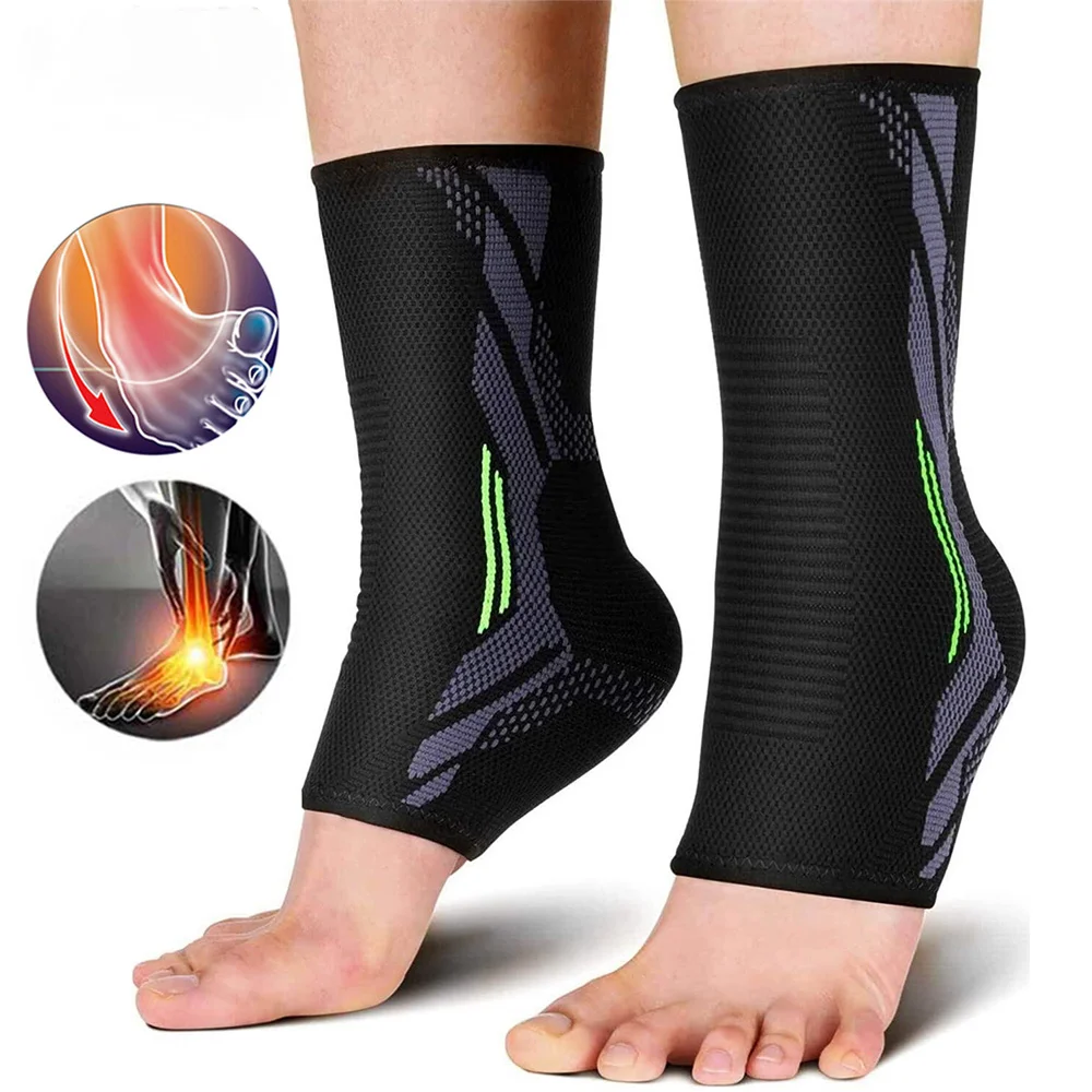 Ankle Brace Compression Support Sleeves Elastic Breathable for Men Women Injury Recovery Joint Pain Foot Sports Basketball Socks 2pcs ankle support brace elastic breathable graphene foot support sleeve ankle protector for heel pain relief injury prevention