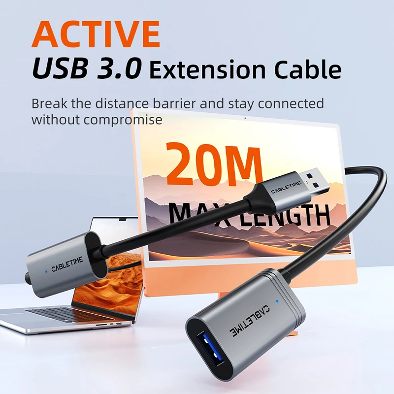 High-Speed USB 3.0 Active Extension Cable with Amplified Connectivity