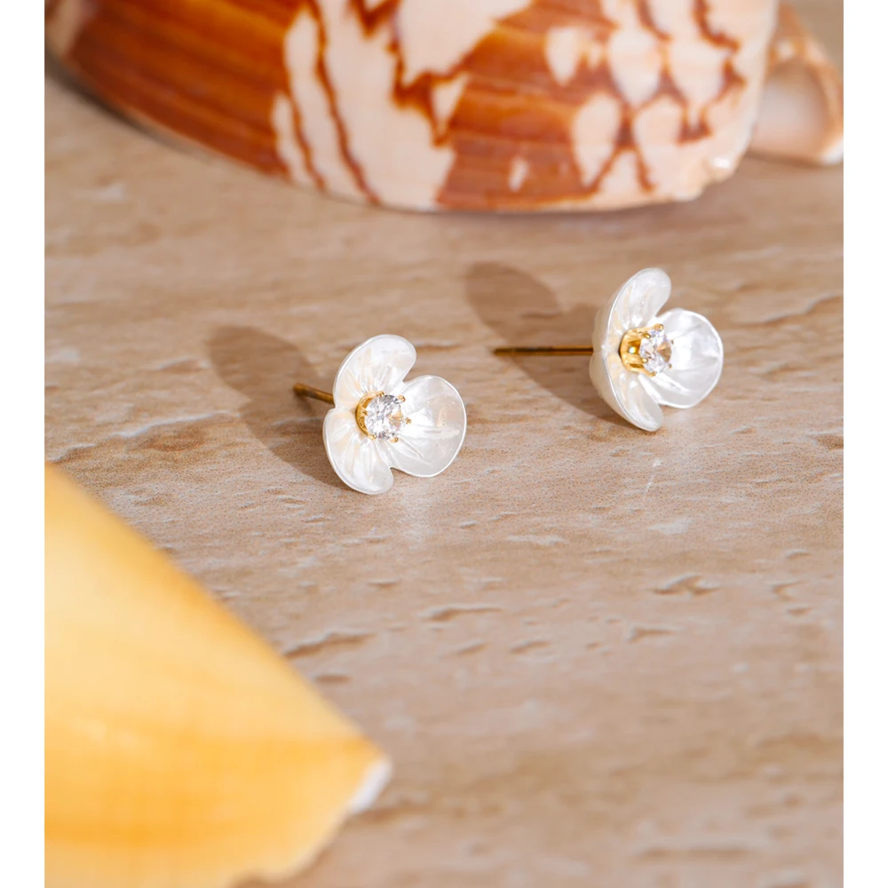 Yhpup Resin Zirconia Earrings for Women Stainless Steel