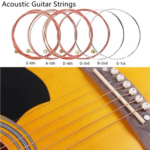 Cordes pour guitare acoustique en acier inoxydable, E-1st B-2nd G-3rd D-4th  A-5th E-6th, pièces de rechange pour guitare | AliExpress