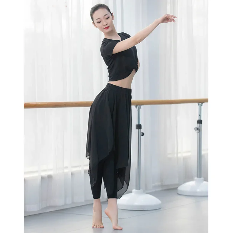 Latin Dance Pant Skirt Training Pant Dress Modern Dance Costume Latin Long Gauze Trousers Ballet Practice