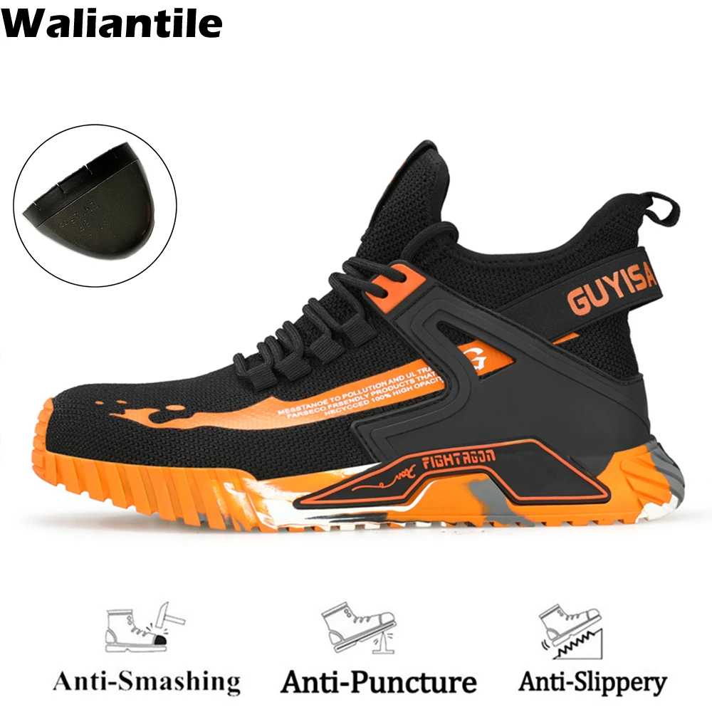 Waliantile Fashion Men Safety Shoes For Construction Work Sneakers