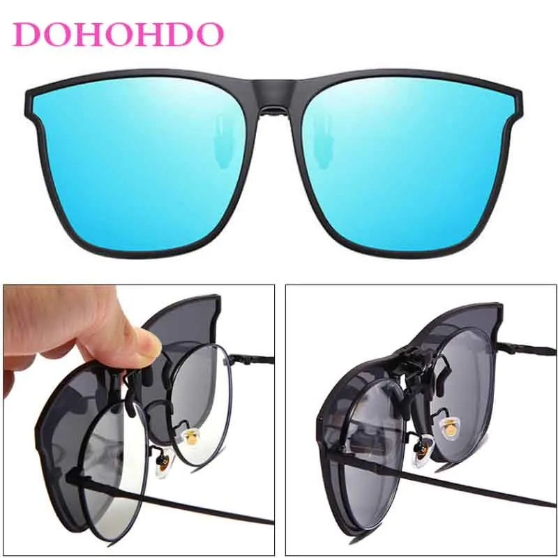 Men Polarized Clip On Sunglasses Photochromic Car Driver Goggles Night Vision Glasses Anti Glare Vintage Square Glasses Oculos