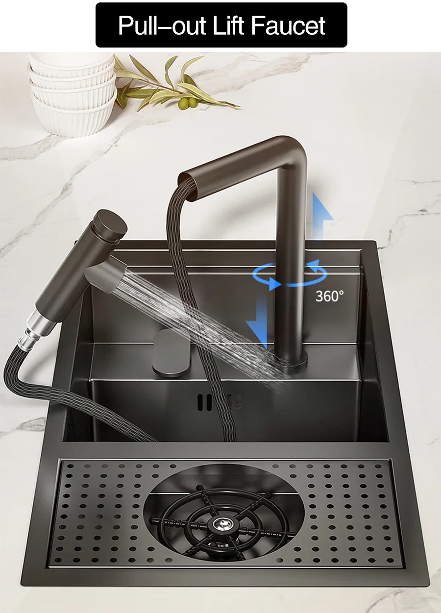 ASRAS Nano Black Stainless Kitchen Sink Image 4