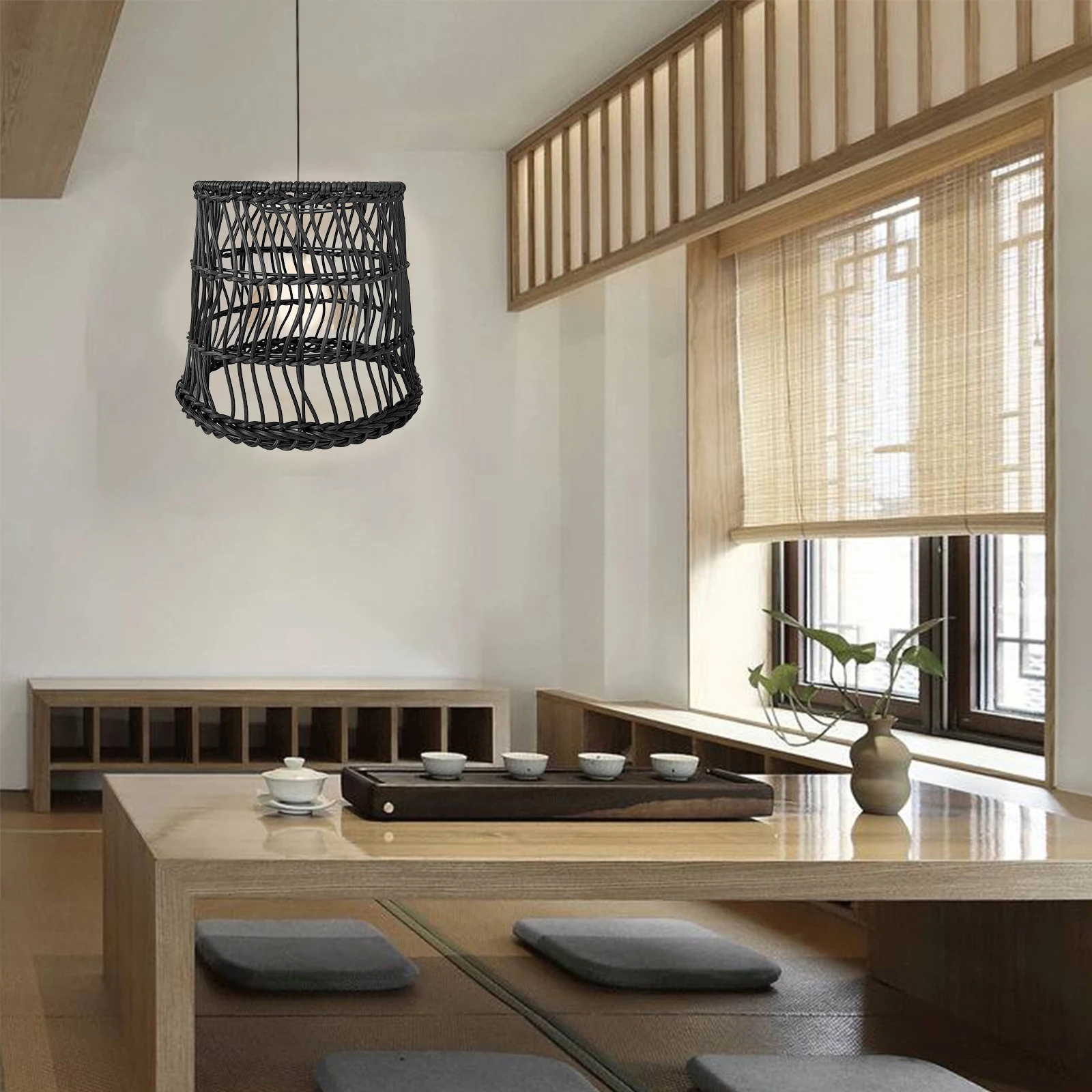 Paralume In Rattan Intrecciato Per Lampada A Sospensione - Cesto In Tessuto Naturale Per Illuminazione Calda, Soggiorno E Camera Da Letto