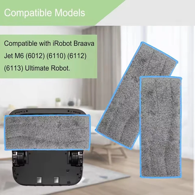 แผ่นถูพื้นเปียกล้างทําความสะอาดได้และนํากลับมาใช้ใหม่ได้สําหรับ IRobot Braava Jet m6 (6110) (6012) (6112) (6113) Ultimate Robot Mop Replacement Part 5