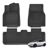 LUCKEASY for New Tesla Model Y 5seats Launch 2025+ Juniper TPE Floor Mats Cargo Liner Trunk Mats Backrest Pad Protection Black