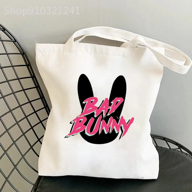 Bad Bunny Shoulder Shopper Bags Casual Large Hand Bags Shopping UN VERANO SIN TI Music Album Handbag Print Fashion Tote Bag