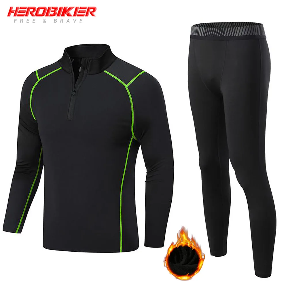 

Thermal Underwear Suit Warm Tight Fleece Lined Base Layers Sport Set Compression Sportswear Fitness Clothing Shirt Leggings