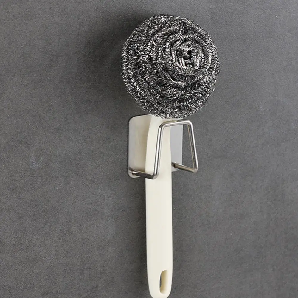 Sink Sponge Rack Stainless Steel Kitchen Sink Drain Basket Drain Cleaning Brush Hook Wall Hooks Home Organizer