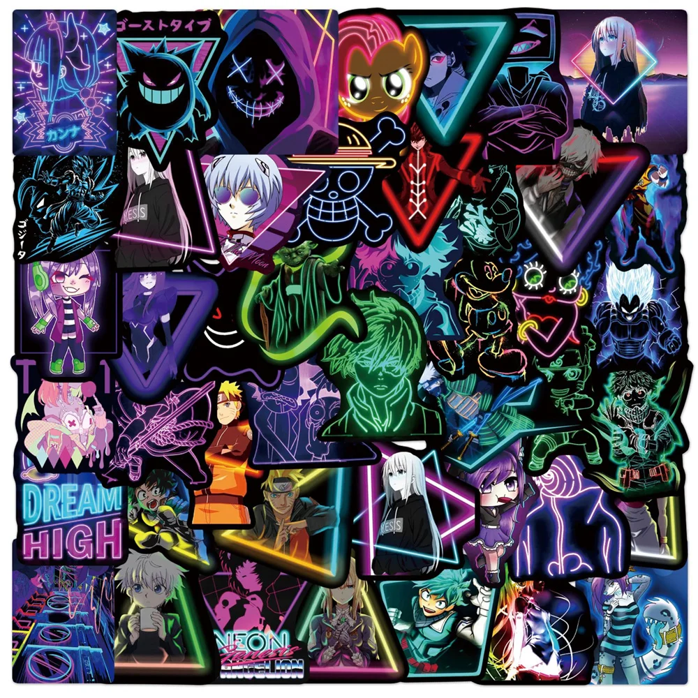 

10/30/50PCS Neon Anime Graffiti Stickers Suitcase Guitar Car Computer Waterproof PVC Decorative Toy Stickers Wholesale