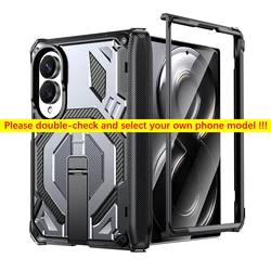 Luxury Magnetic Ring Rugged Armor Stand Phone Case with Metal Kickstand Cover for Galaxy Z Fold 8 Ultra (Grey)