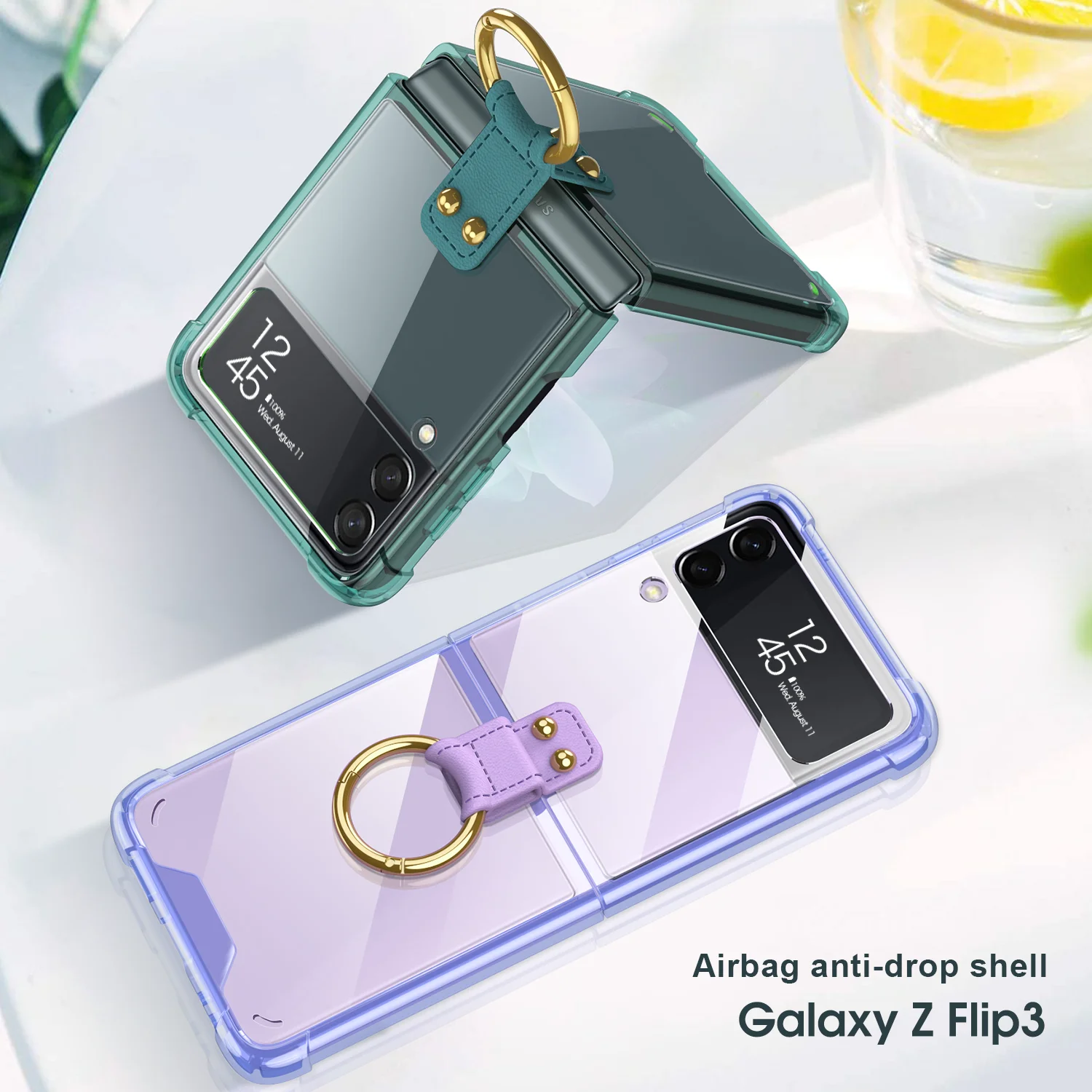 samsung cute phone cover Anti-fall Ring Holder Phone Case For Samsung Galaxy Z Flip 3 Back Cover for Galaxy Z Flip Zflip3 Shell Folding Ring Stand Case silicone cover with s pen