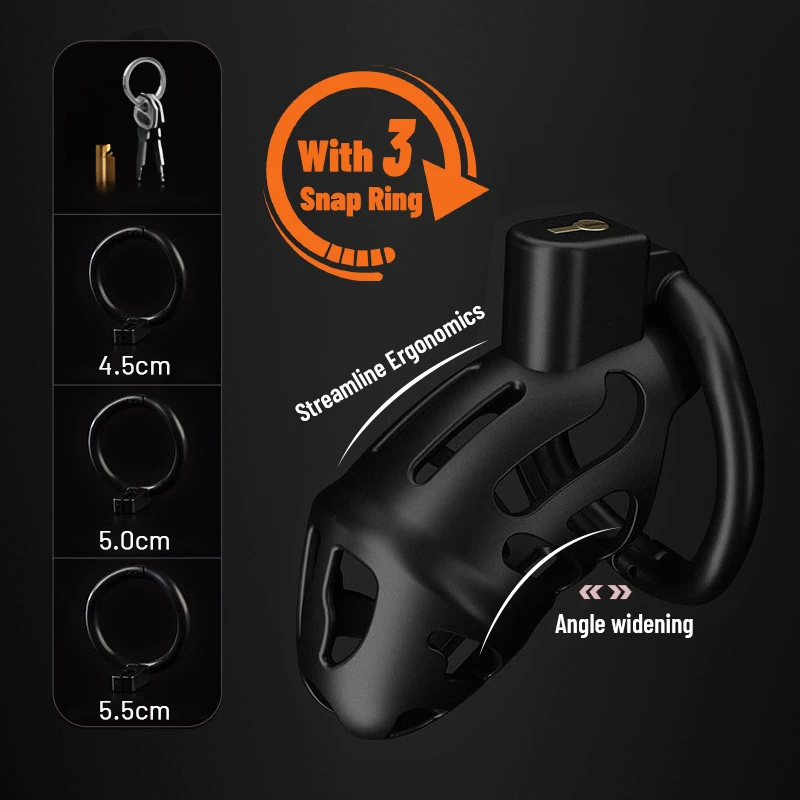 Male Chastity Cage with 3 Snap Ring Adult Supplies Resin Penis Lock Couples SM Sex Toy