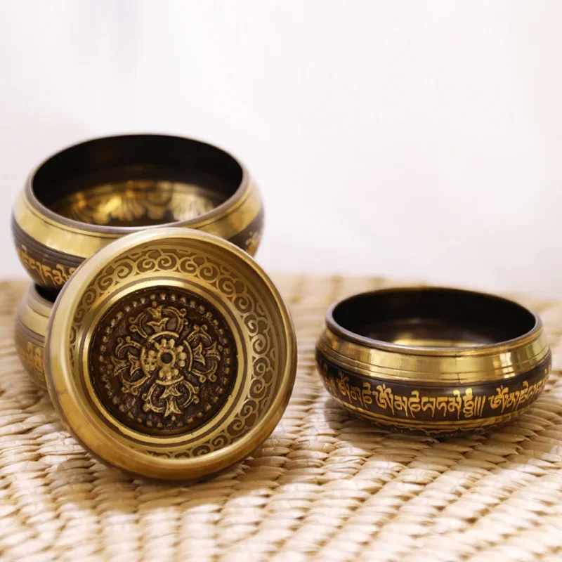 Creative Nepal Handmade Tibetan Singing Bowl Set, Decorative Wall-dishes, Resonance Healing Meditation, Chakra Singing Bowl, 1Pc 3