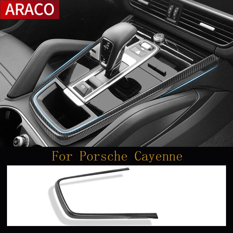 

For Porsche Cayenne Carbon Fiber Center Console Decoration Strip Car Gear Panel Frame Trims Fit Cayenne 2018 2019 Accessories