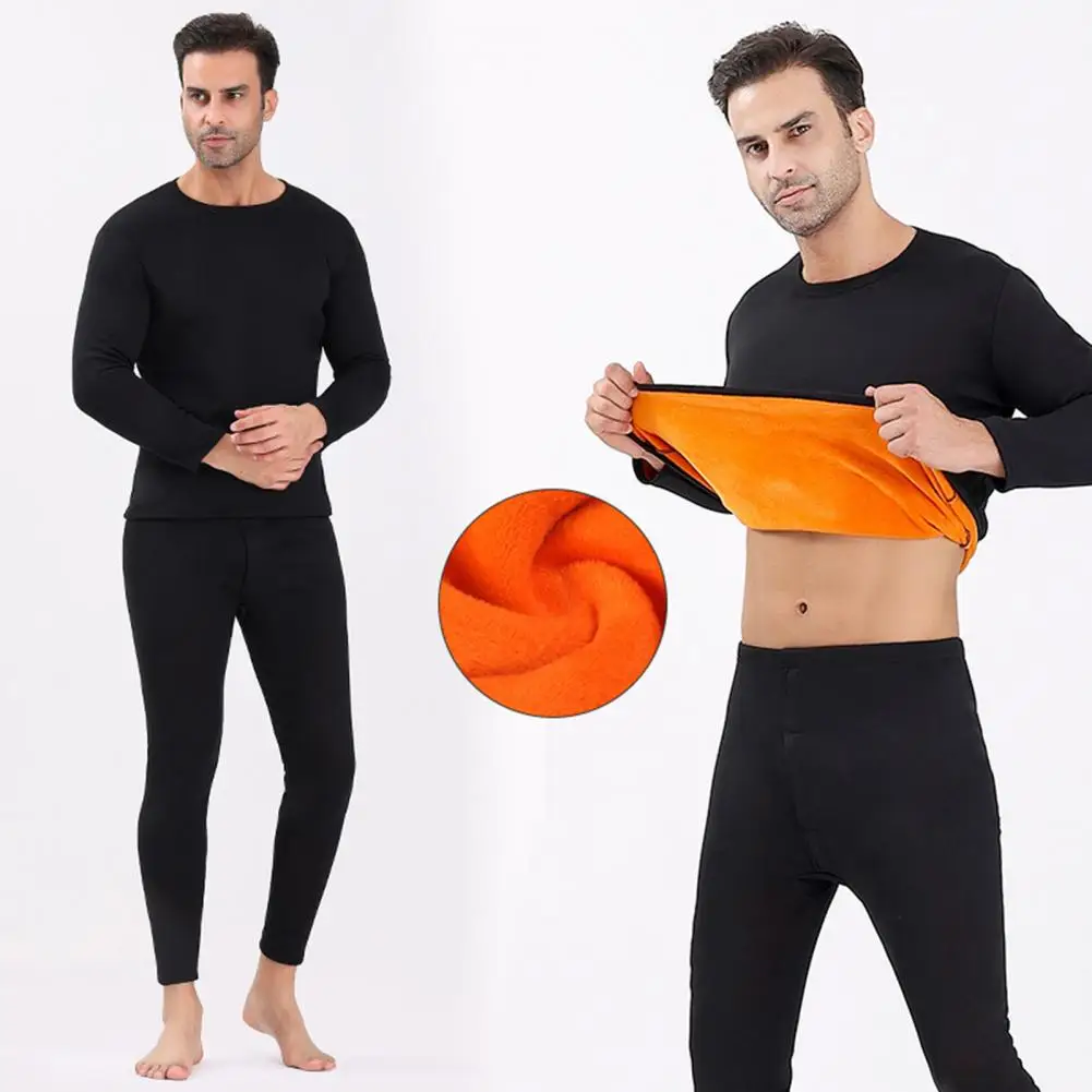 Thermal Clothing Set Unisex Winter Warm Underwear Set Thick Fleece Lined Long Sleeve Pajama Set for Sport Base Layer for Free