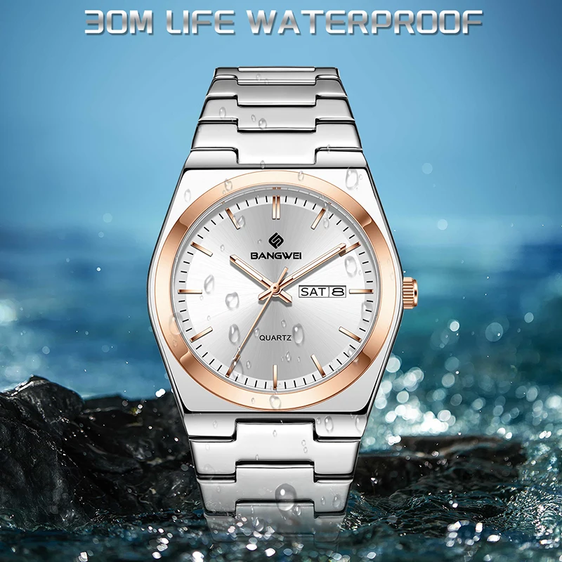 BANGWEI New Waterproof Watch For Men Fashion Week Display Luminous Men's Watches Outdoor Sports Quartz Chronograph Montre Homme