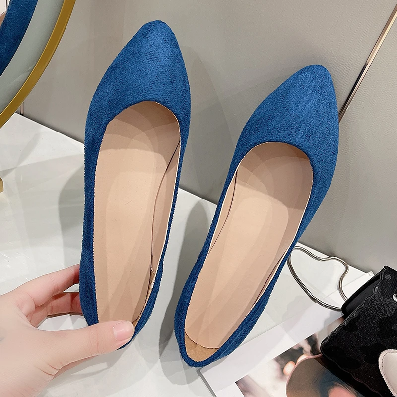 Women Faux Suede Boat Shoes Pointed Toe Slip on Loafers women loafers