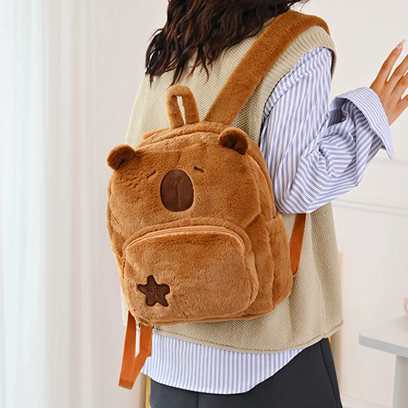 Brown Capybara Children Girl Backpack Kid Plush Bookpack Cute Capybara Cartoon Princess Kindergarten School Boy Girl Backpack 1