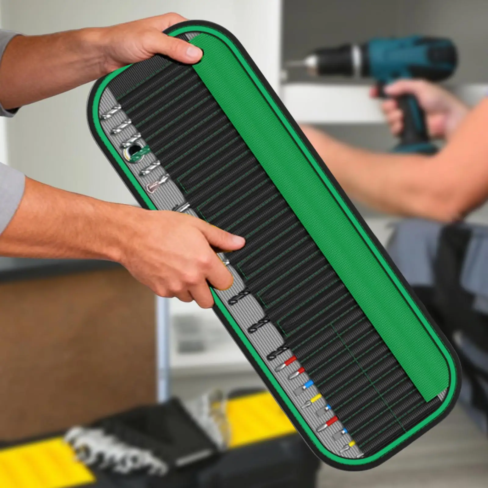 퀵 릴리즈 버클이 있는 드릴 비트 정리 가방, 공구 파우치, 롤업 보관 가방, 유틸리티 차고용 스크류드라이버 비트 보관 롤