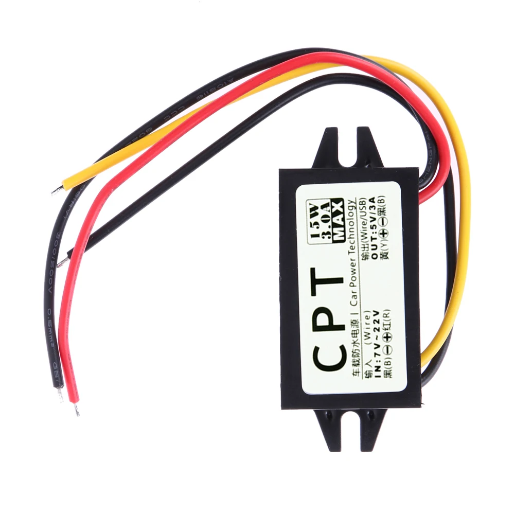 12V To 5V DC To DC Converter 3A 15W Car Power Converter Car Voltage Reducer Regulator for LED Light Car Truck Boat