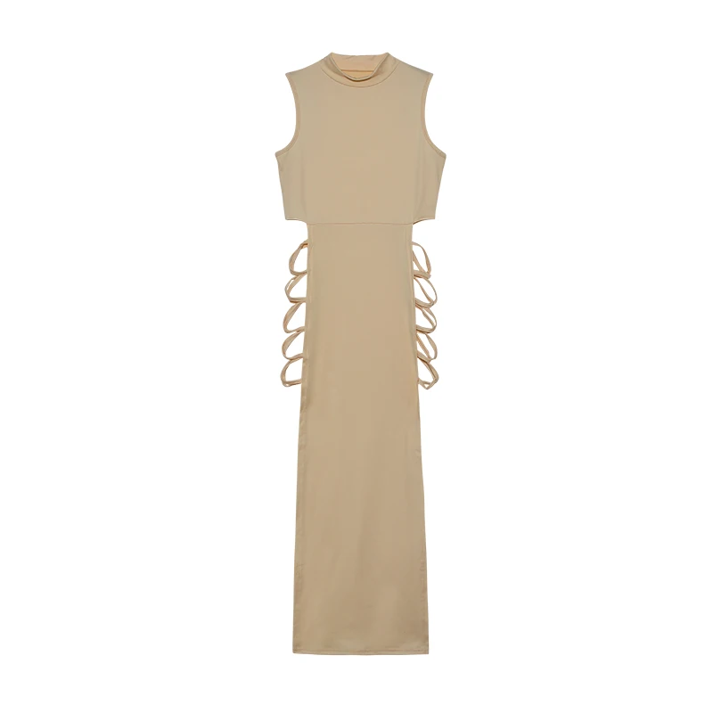 Criss Cross Cut Out Dress, Sexy Bodycon Mock Neck