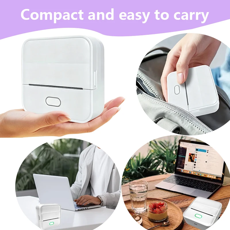휴대용 미니 열전사 프린터 W-11 57mm 무선 BT 사진 라벨 메모 오답노트 인쇄 USB 케이블로 인쇄