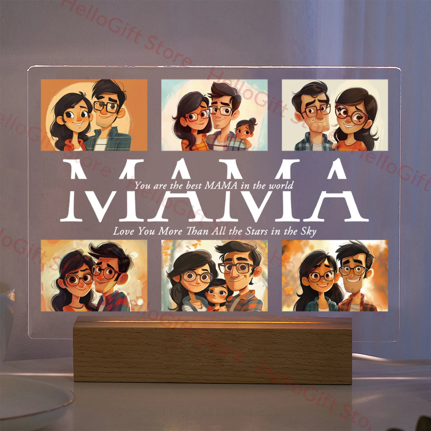 Personalized Custom Photo Text 3D Acrylic Lamp Customized Bedroom NightLight for MOM DAD LOVE Family Birthday Christmas Day Gift 5