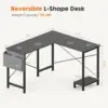 L Shaped Computer Desk - Gaming Table Corner Desk 50 Inch PC Writing Black Desk Study Desks w/ Wooden Desktop CPU Stand Side 5