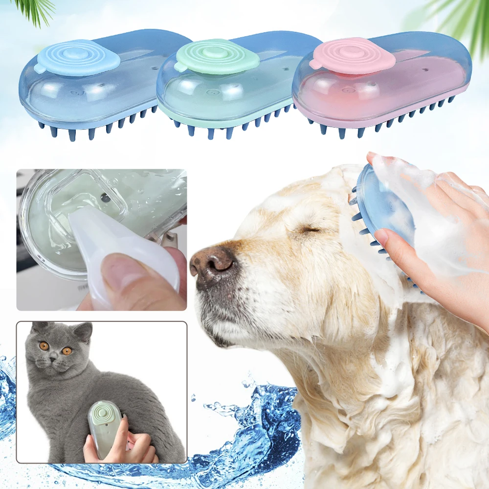 SoftSiliconeDogBrushPetShampooMassagerBathBrushBathroomPuppy