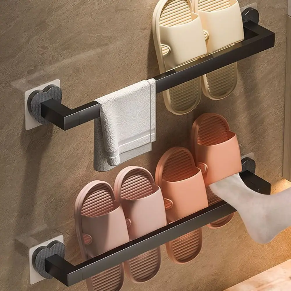 Description Picture 5 of itemFashion Slipper Rack Bathroom Wall-mounted Storage Shelf Portable Towel Hanging Holder Save Space Shoe Stand Rack