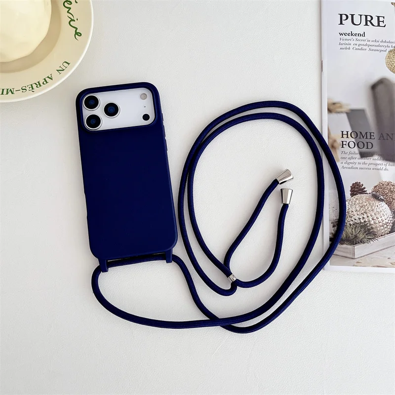 iPhoneアクセサリー iPhone17 Silicone Case + Crossbody Strap Crossbody Strap Lanyard Silicone Case For iPhone 17 Air 16 16E 15